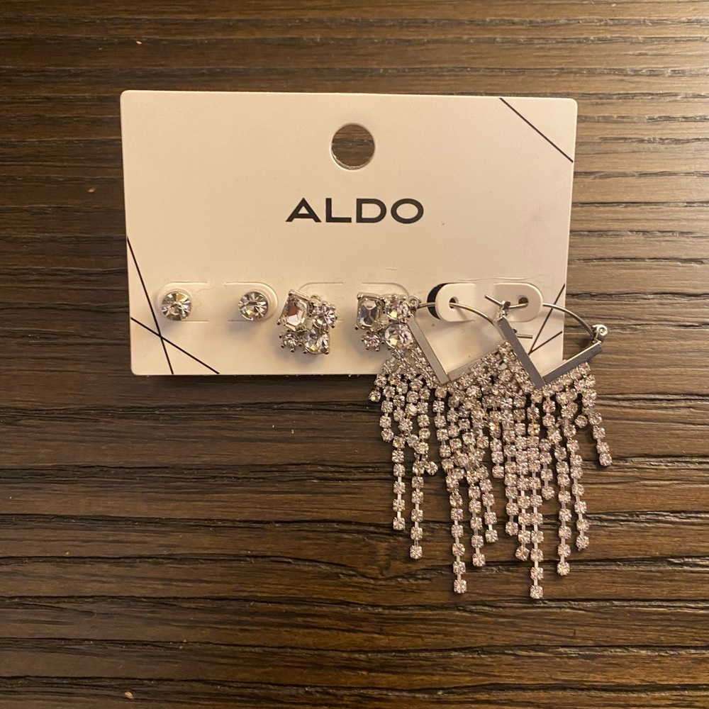 NEW Aldo 3 silver earrings set.